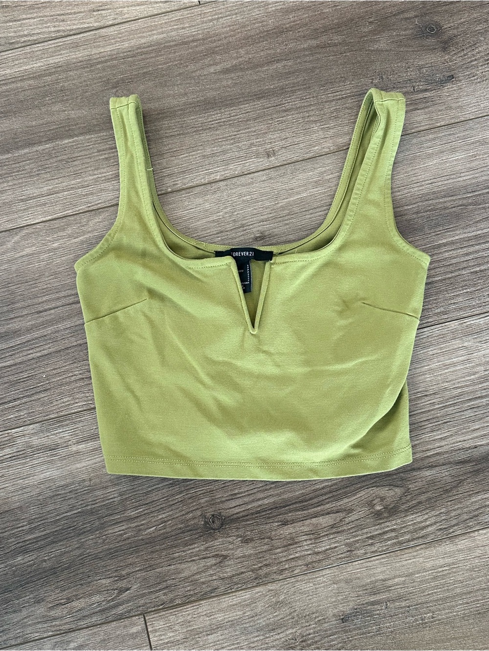 Forever 21 Light Olive Scoop Neck Crop Tank